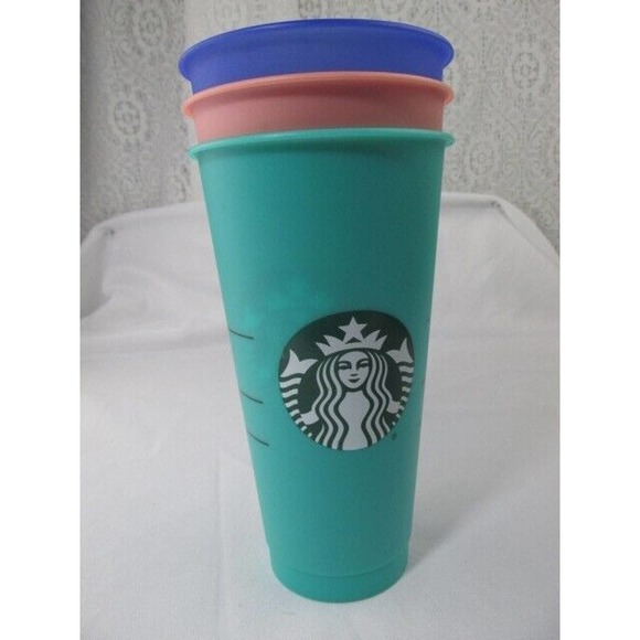 Starbucks Re-Useable  (3) 24oz Plastic Cups - Picture 6 of 7